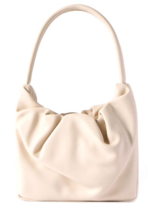 Felix ruched leather shoulder bag, STAUD